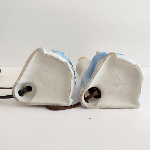 Vintage Pair Art Deco Sitzendorf German Porcelain Figurine Lamps Victorian Lady - Picture 9 of 12